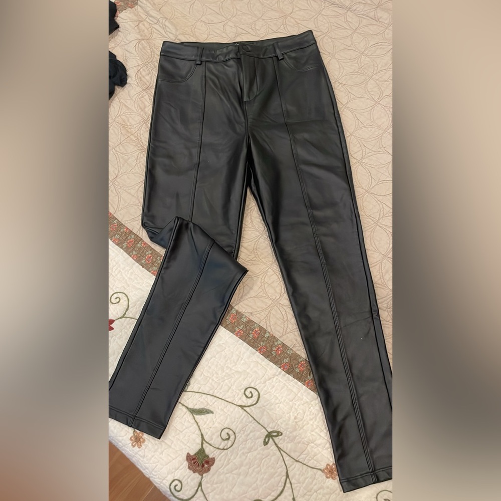 & Other Stories Black Faux Leather Skinny Jeans